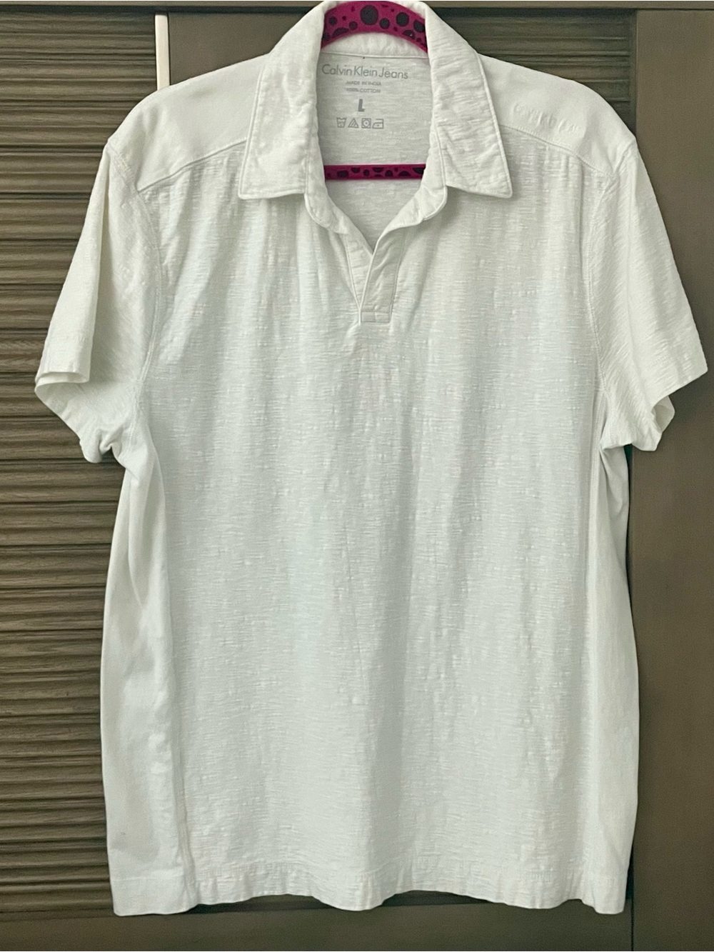 Calvin Klein Jeans Men's White Polo Shirt Size L